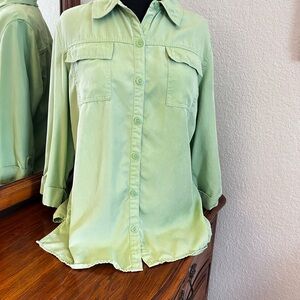 JM Collection Light Green Button-Down Shirt